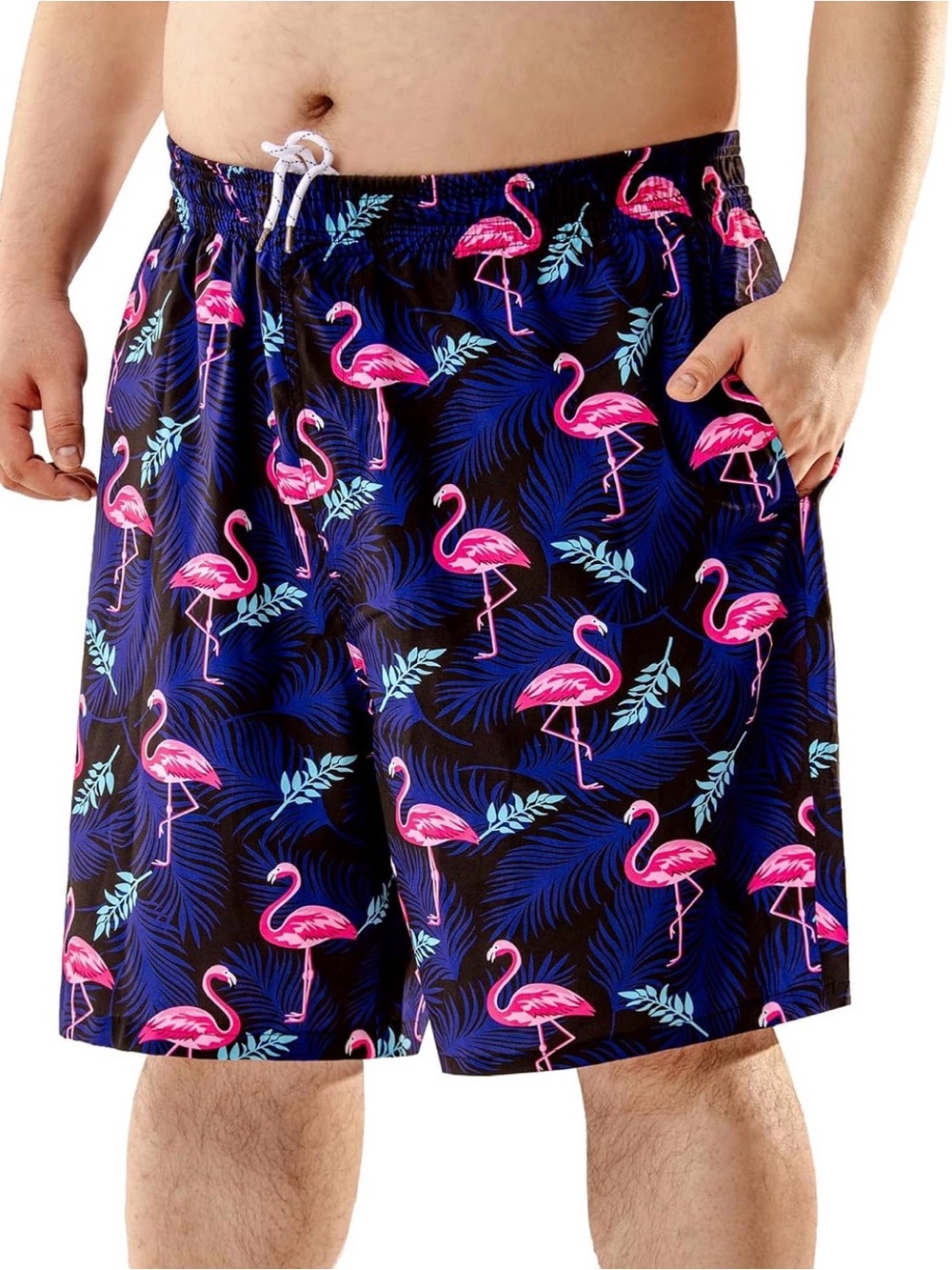 Men's Pink Flamingo Swim Shorts - Casual Beach Trunks